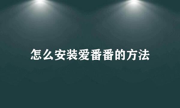 怎么安装爱番番的方法