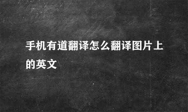 手机有道翻译怎么翻译图片上的英文