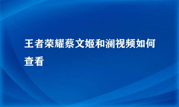 王者荣耀蔡文姬和澜视频如何查看