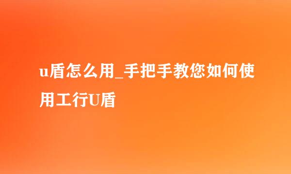 u盾怎么用_手把手教您如何使用工行U盾