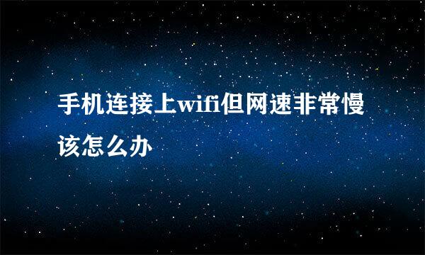 手机连接上wifi但网速非常慢该怎么办