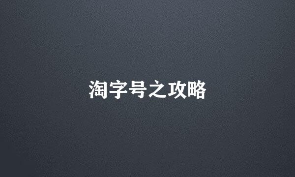 淘字号之攻略