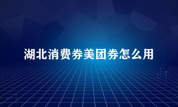 湖北消费券美团券怎么用