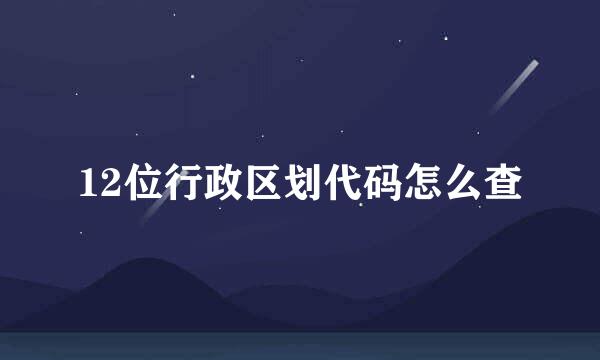 12位行政区划代码怎么查