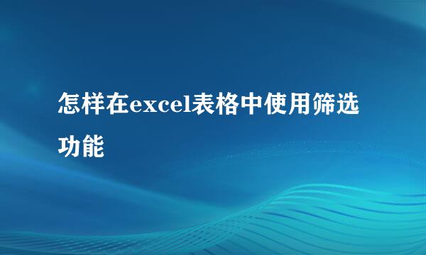 怎样在excel表格中使用筛选功能