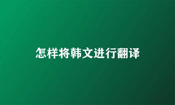 怎样将韩文进行翻译