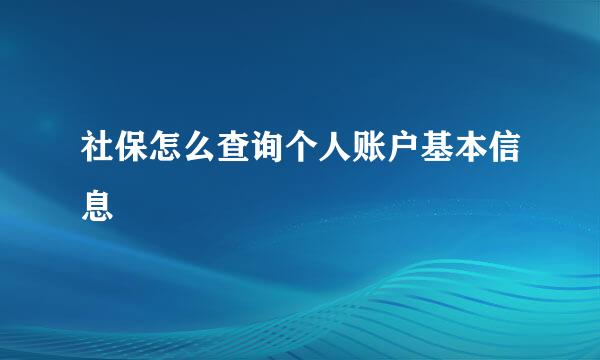 社保怎么查询个人账户基本信息