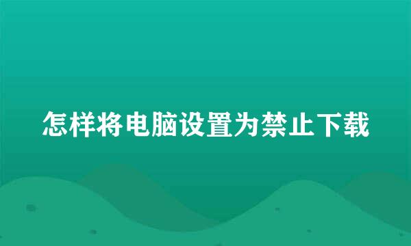 怎样将电脑设置为禁止下载