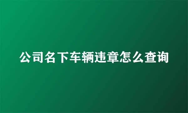 公司名下车辆违章怎么查询