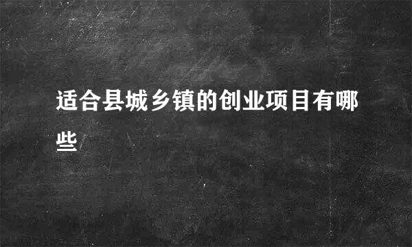 适合县城乡镇的创业项目有哪些