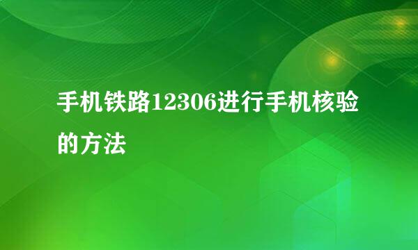 手机铁路12306进行手机核验的方法