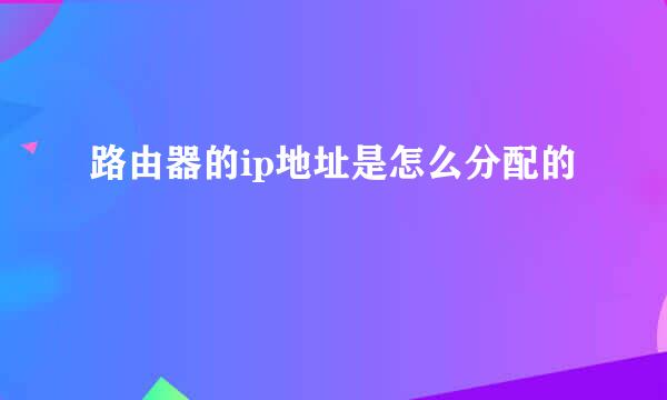 路由器的ip地址是怎么分配的