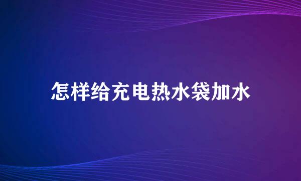 怎样给充电热水袋加水