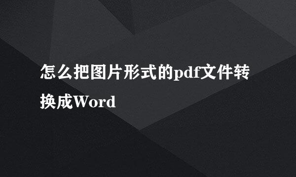 怎么把图片形式的pdf文件转换成Word