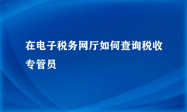 在电子税务网厅如何查询税收专管员