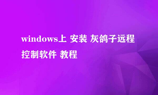 windows上 安装 灰鸽子远程控制软件 教程