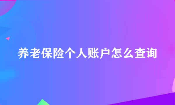 养老保险个人账户怎么查询