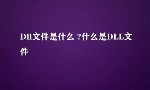 Dll文件是什么 ?什么是DLL文件