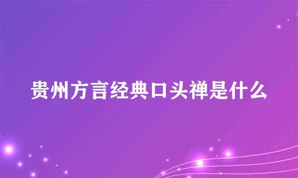 贵州方言经典口头禅是什么