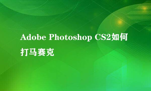 Adobe Photoshop CS2如何打马赛克