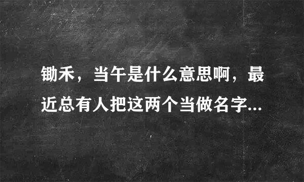 锄禾，当午是什么意思啊，最近总有人把这两个当做名字叫来叫去的