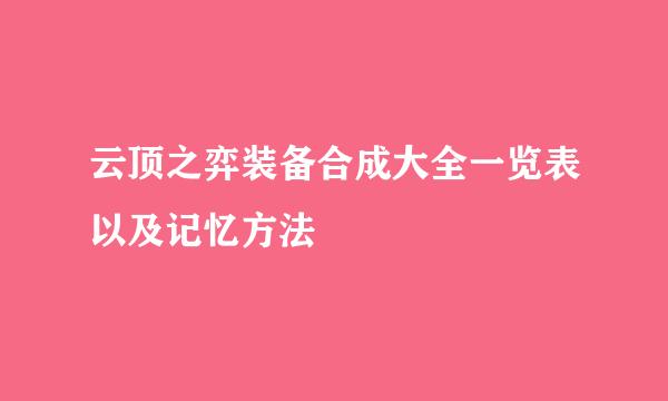 云顶之弈装备合成大全一览表以及记忆方法