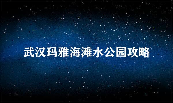 武汉玛雅海滩水公园攻略