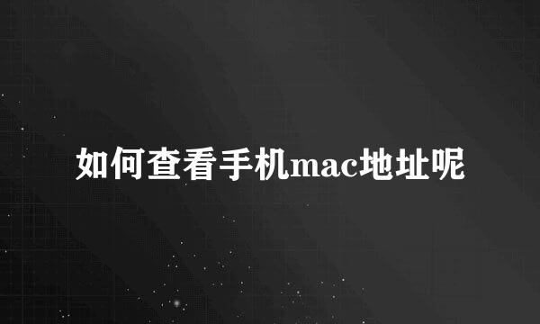 如何查看手机mac地址呢