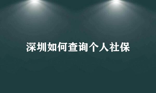 深圳如何查询个人社保