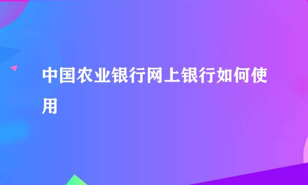 中国农业银行网上银行如何使用