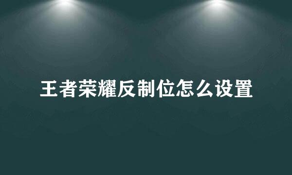 王者荣耀反制位怎么设置