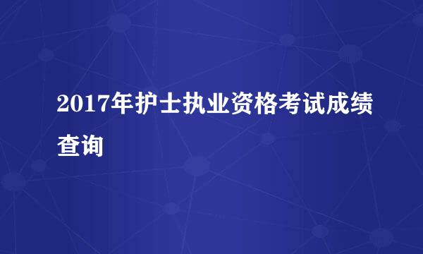 2017年护士执业资格考试成绩查询