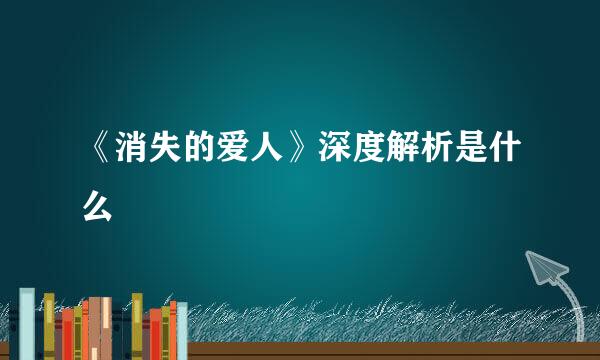 《消失的爱人》深度解析是什么