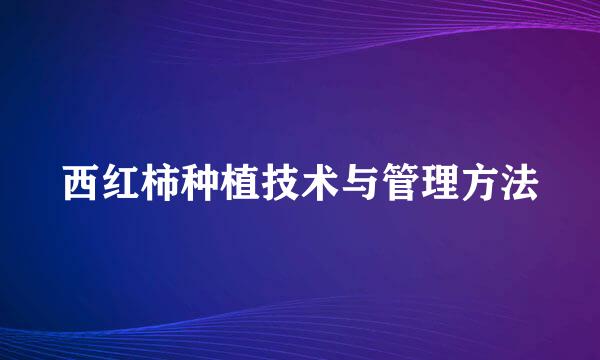 西红柿种植技术与管理方法