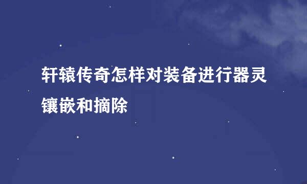 轩辕传奇怎样对装备进行器灵镶嵌和摘除