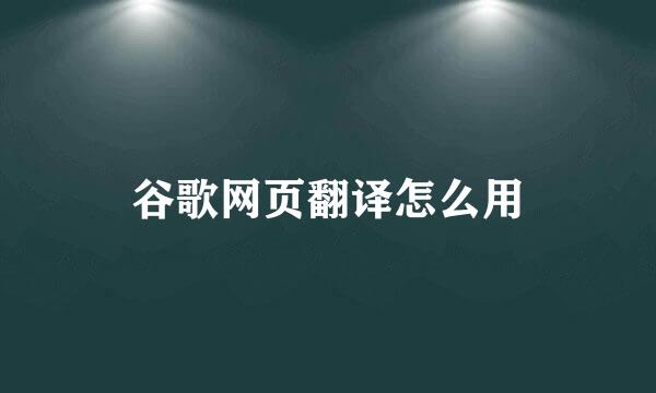 谷歌网页翻译怎么用