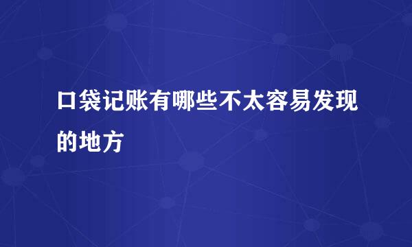 口袋记账有哪些不太容易发现的地方