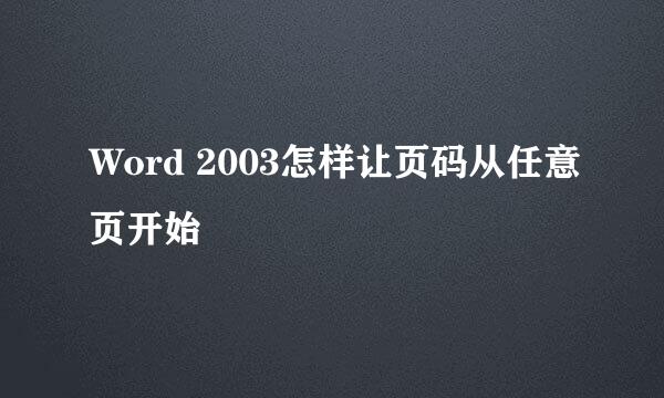 Word 2003怎样让页码从任意页开始