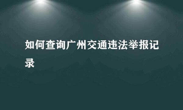 如何查询广州交通违法举报记录