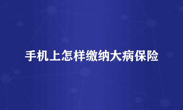 手机上怎样缴纳大病保险