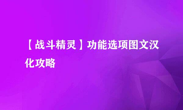 【战斗精灵】功能选项图文汉化攻略