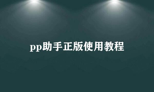 pp助手正版使用教程