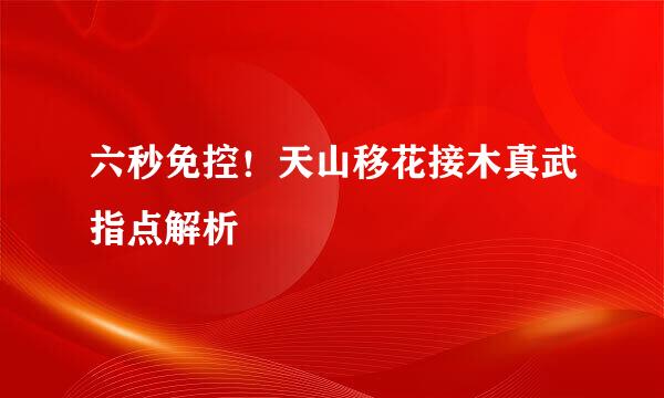 六秒免控！天山移花接木真武指点解析