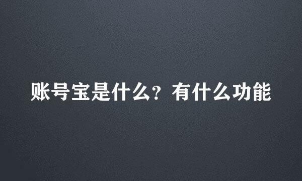 账号宝是什么？有什么功能