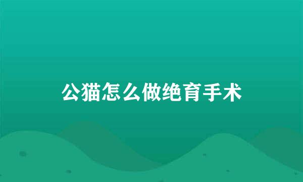 公猫怎么做绝育手术