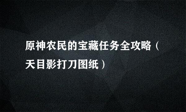 原神农民的宝藏任务全攻略（天目影打刀图纸）