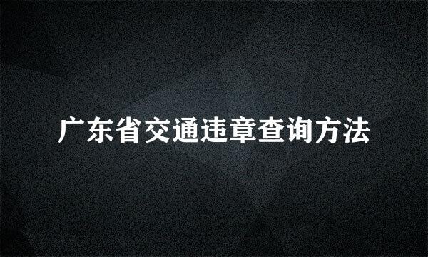 广东省交通违章查询方法