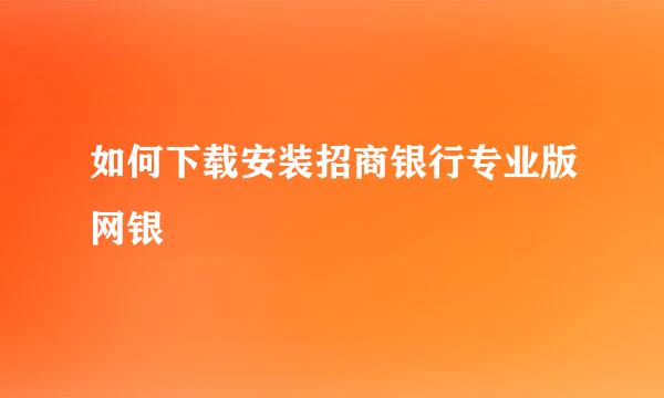 如何下载安装招商银行专业版网银