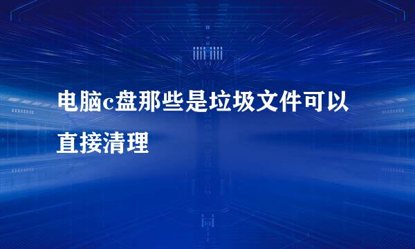 电脑c盘那些是垃圾文件可以直接清理