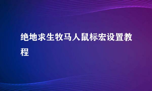 绝地求生牧马人鼠标宏设置教程